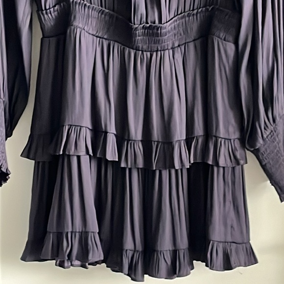 DO+BE Women’s Dress flowy long sleeve, dark purple mini skirt dress - Picture 3 of 13